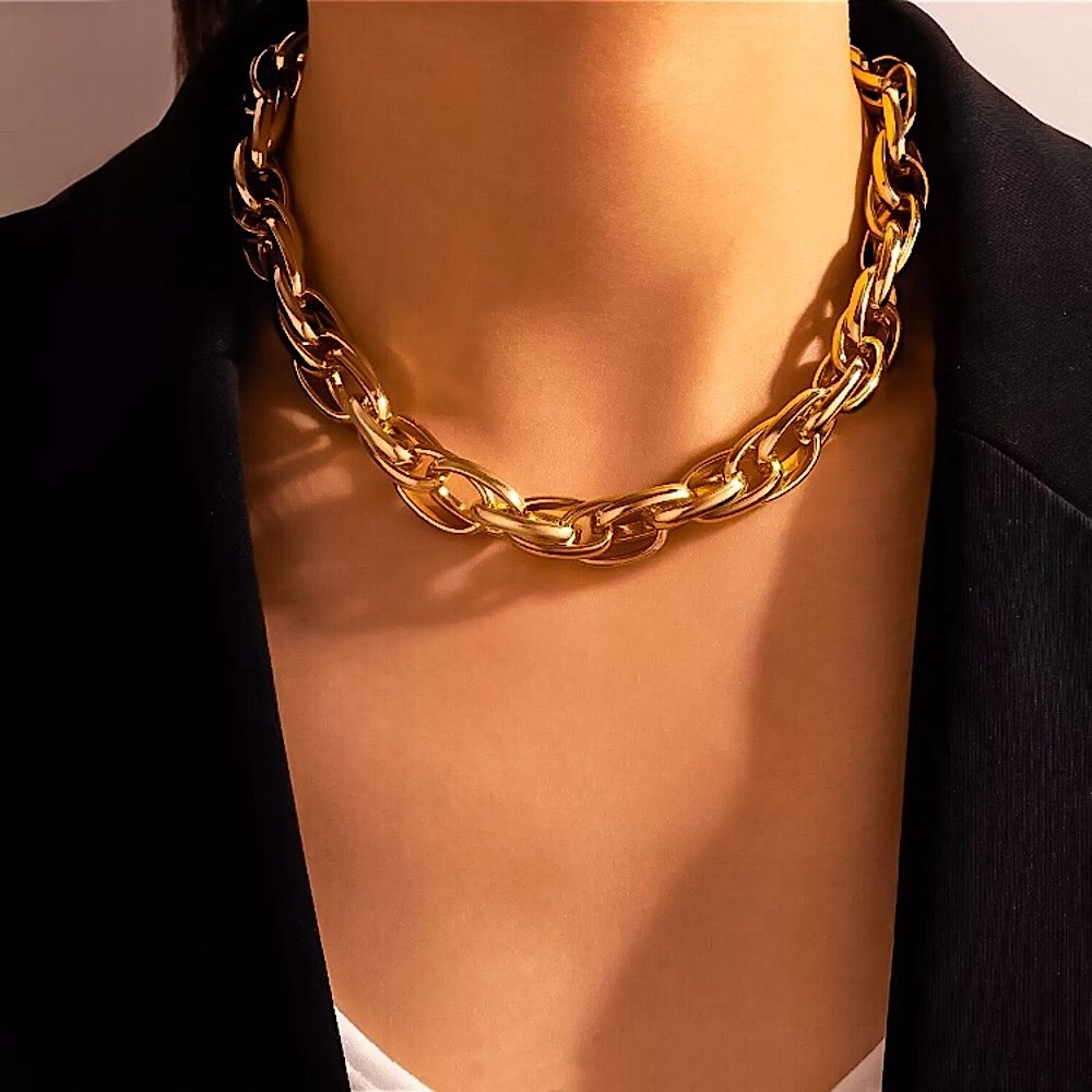 ⚜️𝟯𝟬%𝗢𝗙𝗙 𝗯𝘂𝗻𝗱𝗹𝗲𝘀 𝟯+⚜️ NEW Large Link Gold Chunky Necklace
